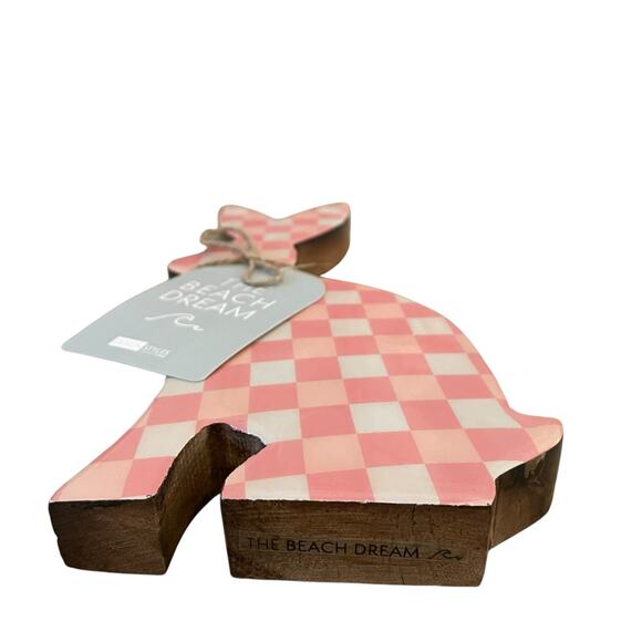 Design Styles Pink & White Checkered Wooden and Enamel Bunny Easter Decor New - Picture 5 of 12